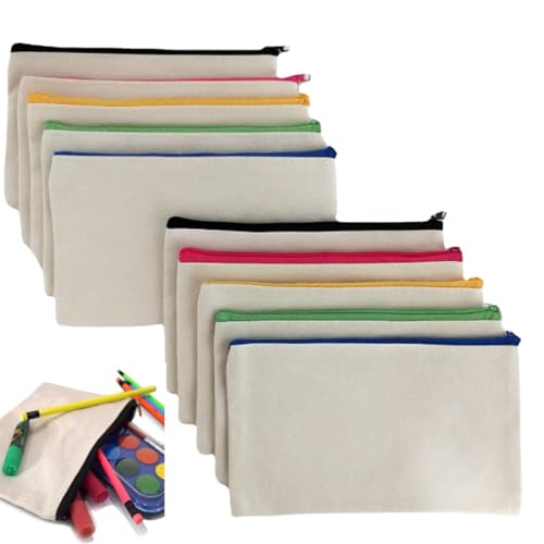 Eruceky 10 st DIY tomt canvasfodral, tygförvaringsfodral, tygförvaring, tygfodral, canvasväskor, tygficka lämplig för kosmetika smycken, Färg, hantverk
