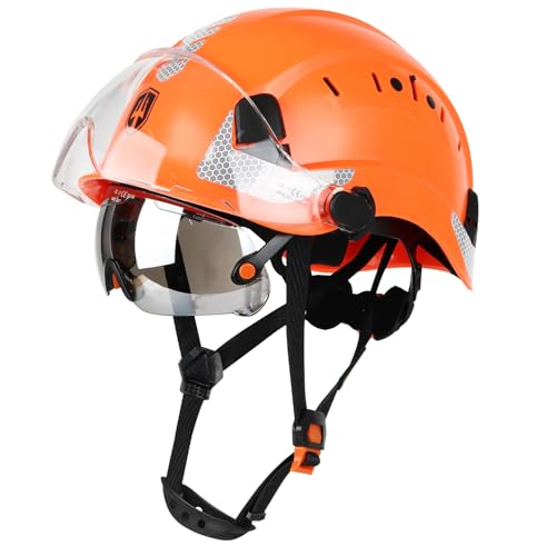 GREEN DEVIL Casque de protection industrielle certifié EN397 & EN166 avec visière colorée + transparente, casque de sécurité à double visière pour la construction, l'artisanat et l'industrie, casque