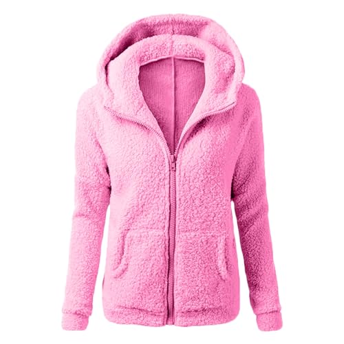 2023 Chaquetas de Felpa Suave para Mujer Cálida Cremallera Abrigo con Capucha Casual Suéter Ligero...