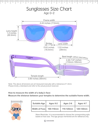 Image of COCOSAND Flexible Polarized Baby Sunglasses with Strap | UV Protection, Bendable, For Toddler Infant Newborn Girl Boy, Age 0-24 Months
