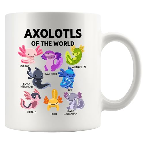 Taza de cerámica blanca 11 oz con diseño de axolotl miniatura 2