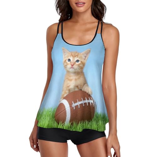 Maillot de bain tankini chat rugby femme ensemble bikini shorty