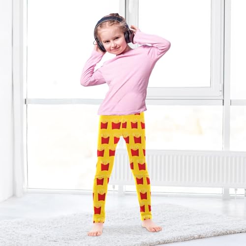 Girls Leggings Size 4T Fries Vivid Yellow Soft Stretchy Pants Breathable Girl Clothes for Workout School4