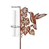 HOBYLUBY Hummingbird Rain Gauge Outdoor, Freezeproof Rain Gauge with Plastic Measuring Tube Rain Water Gauge Decor for Lawn, Yard, Garden (35'' Tall)
