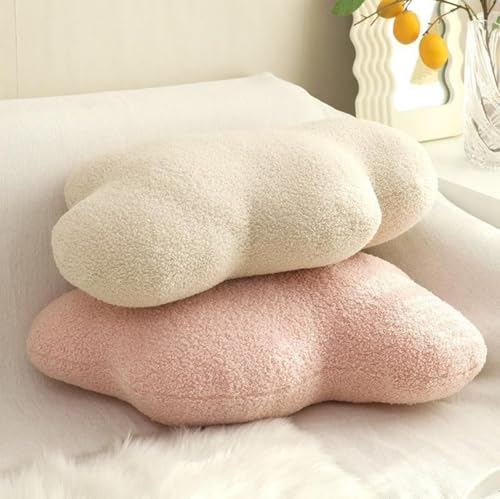 Ueiwffzo Wolken Kuschelkissen Kinder Weiche Flauschige Wolken Zierkissen Sofakissen, Plüsch Kissen Dekokissen für Kinderzimmer Schlafzimmer Deko (Beige)