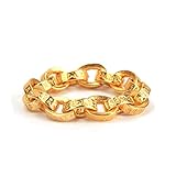 [silver KYASYA]真言 リング 金 22k gp ペーパーチェーンリング gold 六字真言 指輪 チェーンリング ユニセックス ロゴ 梵字リング 刻印 大明呪 (ゴールド, 19)