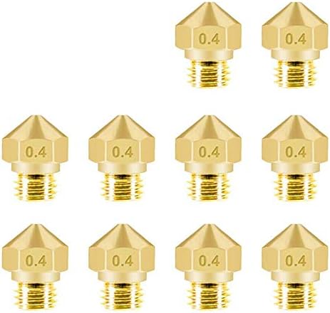 MK10 Nozzle for 3D Printer, 10pcs MK10 M7 Extruder Nozzle 0.4mm Brass Extruder Print Head for 3D Printer Wanhao Dupicator D4/I3/Dremel QIDI Makerbot 2