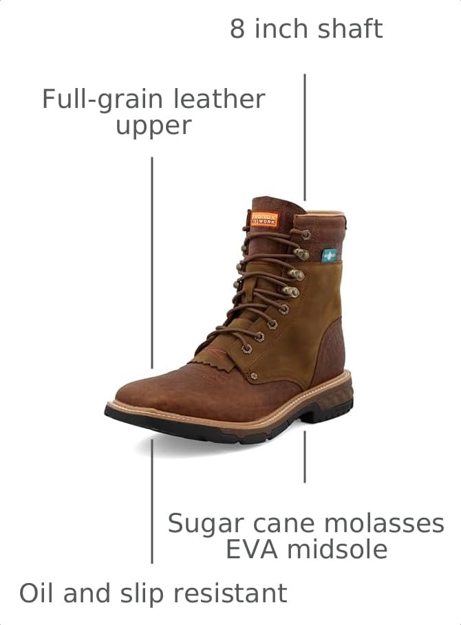 Image of Twisted X mens 8 inch Soft Toe Waterproof Lacer Work Boot