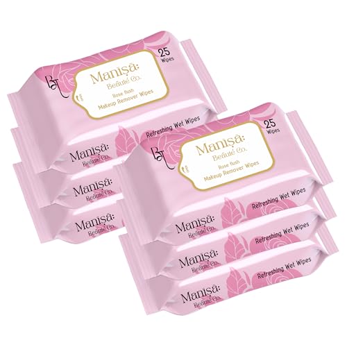 Image of Co. Rose Flush Makeup Remover Wipes | Alcohol-Free, Paraben-Free, Vegan & Cruelty-Free | Rose-Infused Makeup Removing Wipes | 150 Wipes (Pack of 6)