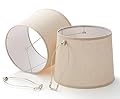 Linen Lamp Shades Set of 2, 12 x 14 x 11 inch (Large Size), Drum Lampshades with 10 inch Harp, Brown Farmhouse Lamp Shade for Table Lamp and Floor Lamp, Rustic Burlap Lamp Cover, Assembly Required