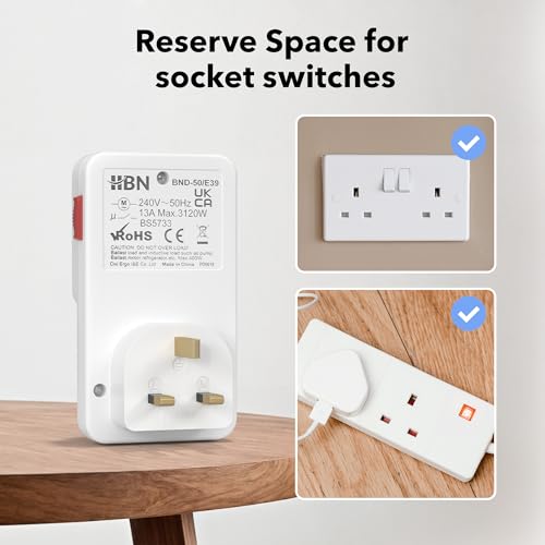 HBN 24 Hour Programmable Mechanical Timer Plug Switch, Energy Saving UK Plug-in Indoor Timer Socket for Lights, Lamp and Home Appliances (13A/3120W, 2 Pack) - 4