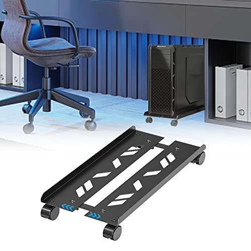 JoliJour Support Tour PC,Tour D'ordinateur Largeur Réglable Stand avec 4 Roues roulettes,Support de Processeur sous Le Bureau, Support de Tour de PC pour la Plupart des Boîtiers de PC de Jeu