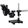 AmScope 7X-45X Black Trinocular Stereo Zoom Microscope on Single Arm Boom Stand