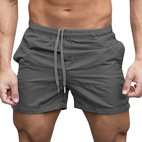 Maiyifu-GJ Men's Workout Sports Shorts Quick Dry Lightweight Running Gym Shorts Casual Summer Beach Swim Trunks with Pockets (Grey,3X-Large)