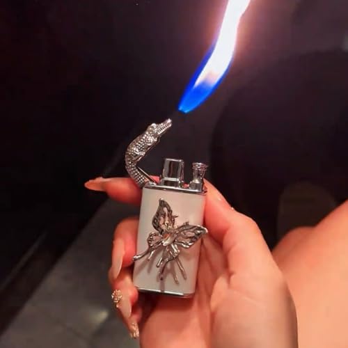 Encendedor Butano Antorcha Dual Llama Cocodrilo Blanco miniatura 4