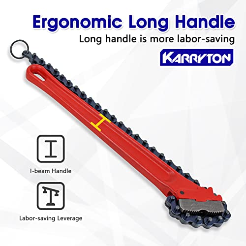 Karryton 14" Chain Pipe Wrench 2" - 5" Pipe Diameters, 18.5" Chain Length Max Breaking Load 5500Lbs, Heavy Duty Plumbing Tool For Pipe Installation, Construction, Oil Fields Operations And Maintenance #TOP7