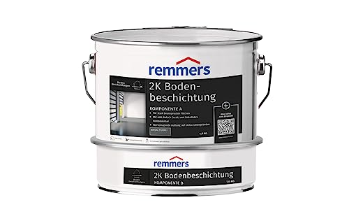 Remmers 2K Bodenbeschichtung, basaltgrau, seidenglänzend, 5 Kilogramm, Beton- und Bodenfarbe, Bodenversiegelung für stark beanspruchte Flächen