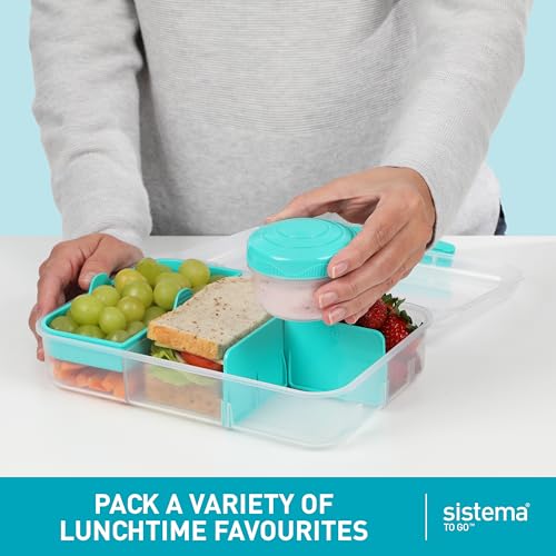 Sistema TO GO Bento Box Create | 1,48 l, szkolne pudełka na lunch z przegródkami, pojemnikiem na przekąski, bez BPA, 1 szt., miętowe morskie