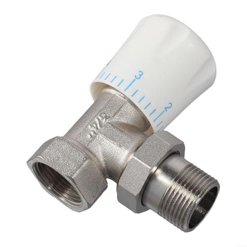 Glewi Válvula termostática de radiador de 20 mm de cobre tipo ángulo con 5 niveles de temperatura para calefacción doméstica Control de ahorro de energía (B)