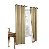 Commonwealth Home Fashions 70370-188-758-84 Thermalogic Insulated Solid Color Grommet Top Curtain Panel Pairs 84 in.44; Khaki