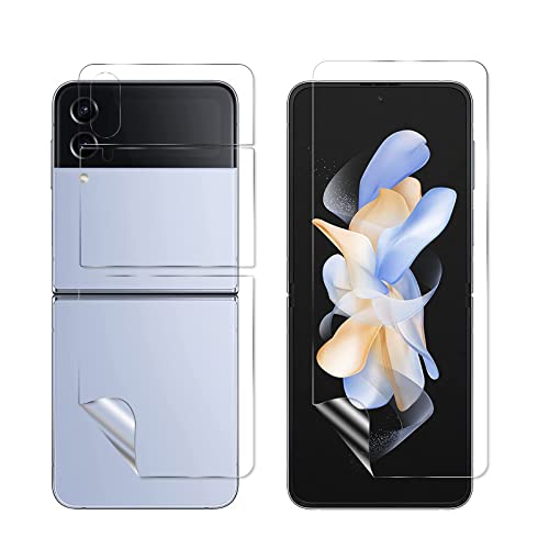 2 Piezas Compatibles con Samsung Galaxy Z Flip 4 5G Protector de Pantalla + Película Protectora Trasera, Soft HD TPU Película Protectora, Anti-Arañazo, Alta Definición, Cobertura Completa