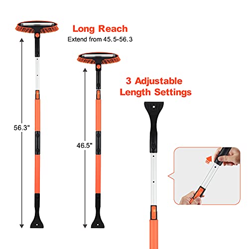 Yuichh 57 Inch Car Snow Brush With Ice Scraper And Squeegee For Car Windshield, Extendable Snow Scraper And Brush For Car Suv Truck Bus Boat Detachable, Snow Removal, Frosting Removal, Shovel Ice #TOP1