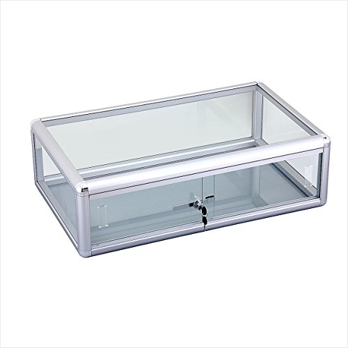Only Garment Racks Countertop Glass Display Showcase Standard 30 inches Aluminum Frame Front Lock