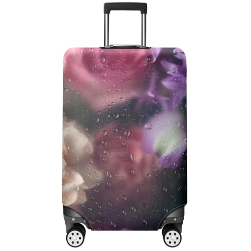Travel Luggage Cover Suitcase Protector Scratch-Resistant Fit Not Included Suitcase Flowers Through Condensed Glass L-26-28in
