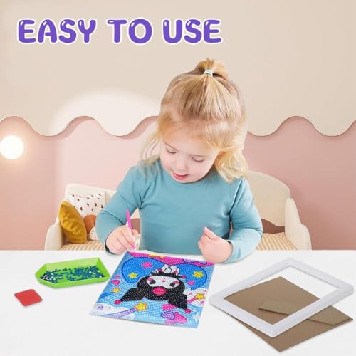 Image of PATPAT Diamond Painting Kit 6.7 Inch Wooden Frame DIY Decor | Kids Craft Activity, Screen-Free Creative Fun, Structured Display Format Desk Decor Appeal