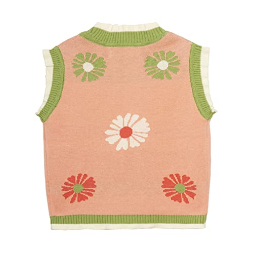 Mud Kingdom Infant Girls Cardigan Vest Sleeveless Pullover V-Neck Spring Autumn Flower Orange 12-18 Months #TOP1