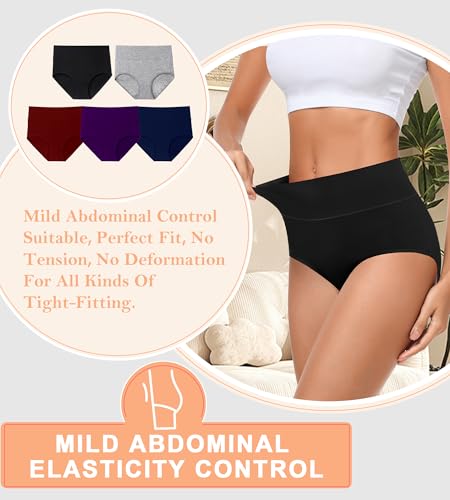 Image of MISSWHO Cotton High Waisted Women Underwear Soft Briefs Full Coverage Comfy Ladies Panties (Regular & Plus Size)