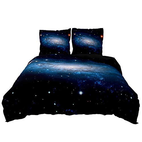 Chickw1 Parure de Lit 3D, Galaxie Ciel étoilé Imprimé Ensemble de Literie avec 65x65cm Taies d'oreiller et Housse de Couette pour Adultes Enfant...