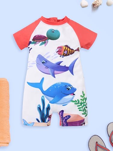Image of KiddoPanti Boys & Girls Half Sleeve Mid Thigh Length Swim Suit