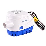 IUMÉ Boat Bilge Water Pump, Generic Automatic Submersible 12v 1100gph DC All-in-one Marine Bilge Auto Yacht with Float Switch Current 3.8A White & Blue