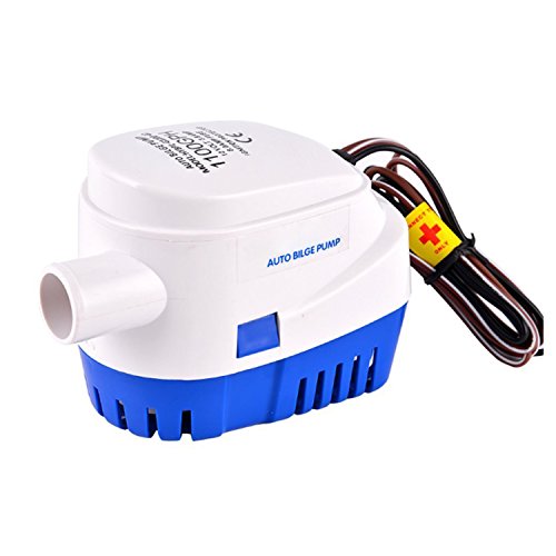 IUMÃ‰ Boat Bilge Water Pump, 12v 1100gph DC Generic Automatic Submersible Boat Pump All-in-one Marine Bilge Yacht with Float Switch Current 3.8A White & Blue for Boat Caravan RV