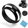 67mm Hollow Lens Hood Universal Metal Hollow Vented Tilted Curved Lens Hood with Centre Pinch Lens Cap for Leica Canon Nikon Sony Pentax Olympus Fuji Camera + Microfiber Cleaning Cloth