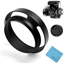 39mm Hollow Lens Hood Universal Metal Hollow Vented Tilted Curved Lens Hood Sunshade with Centre Pinch Lens Cap for Leica Canon Nikon Sony Pentax Olympus Fuji Camera + Microfiber Cleaning Cloth