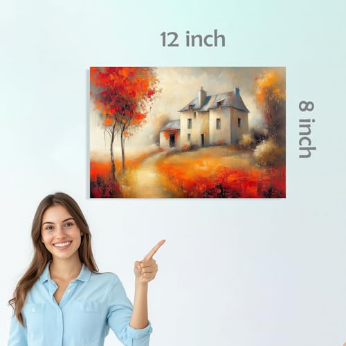 Image of SiddArtify Autumn Landscape Wall Art Prints Set - Impressionist Countryside Poster Decor for Living Room Bedroom - 8x12 inch Board Pack of 6