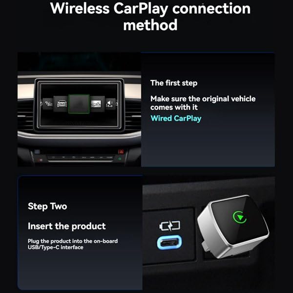 Adaptador CarPlay inalámbrico HWIREUIGT con Bluetooth estable para Android Auto sin cables 2
