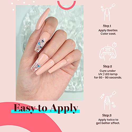 Image of Beetles 15ml Natural Gel Polish Pale Nude Color Nail Gel Pink Neutral Soak Off Uv LED Nail Lamp All Season Nail Art Design Manicure Salon DIY Salon