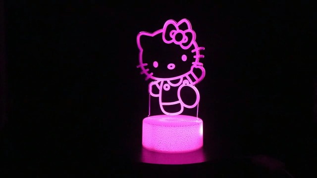 Image of sunduck Pink Kawaii Kitty 3D Night Light with Corded Control- Dreamy Girls Room Decor, Perfect Birthday /Christmas Gift for Kids, Unique Holiday Present