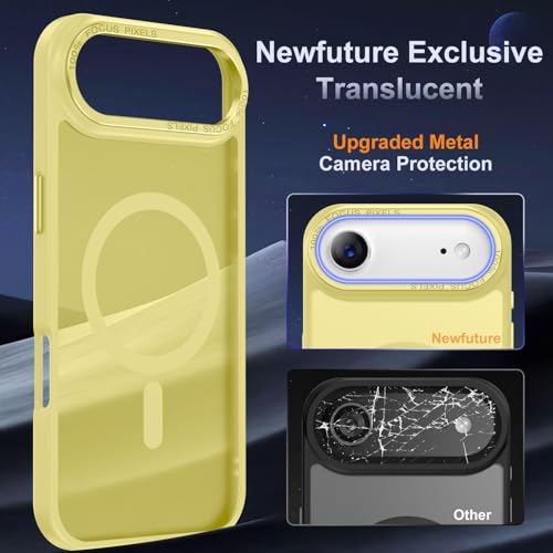 Newfuture Magnetic for iPhone Air Case [Compatible with Magsafe] [Military Grade Drop Protection] Translucent Matte Anti-Scratch Shockproof Protective Phone Cover 6.5 Inch, Yellow — view 4