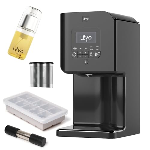 LEVO II+ Infuser Essential Bundle in Licorice Black – Includes Herb Press, Herb Block Tray (Grey), Extra Power Pod & Infusion Sprayer - Make Your Own Infused Oils & Butter - Easy Herbal Infusion Kit