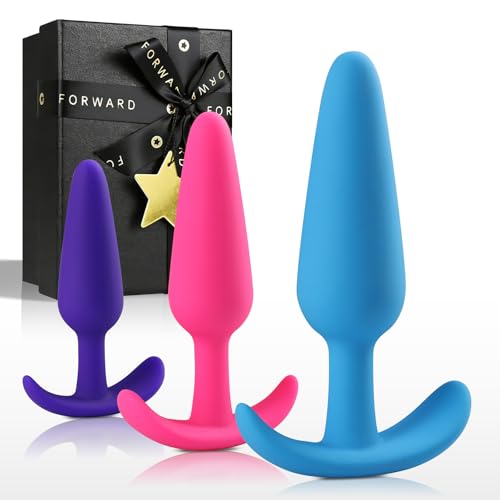 Butt Plug Training Kit with 3 Silicone Anal Plugs,Beginner to Advanced Set with Flared Base,Anal Plugs for Men, Women & Couples.