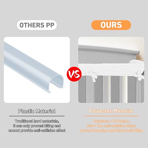 IULONEE 3pcs Baby Rail Cover Protector Set Kids Bed Rails 128x18cm/68x18cm Teething Guard Wrap Fits Side and Front Rails Bed Guardrail Protection (Grey) - Image 5