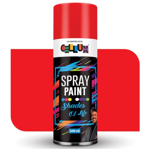 Image of Cellux 2X Ultra Cover Orange-Red Spray Paint | DIY, Quick Drying with Premium Gloss Finish for Metal, Wood, Wall & other Surfaces - 400 ML