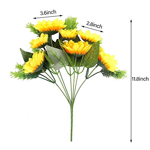 Teldrassil 7-Bunches Artificial Sunflower Bouquet Fake Daisies Flowers Faux Silk Flowers For Table Centerpieces Arrangements Wedding Party Window Home Garden Decoration #TOP1