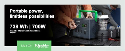 Schneider OffGrid Portable Power Station 738W / 728Wh Portable Solar Generator for Camping or Home, PPS730, Wireless phone charger, solar generator options - Image 4
