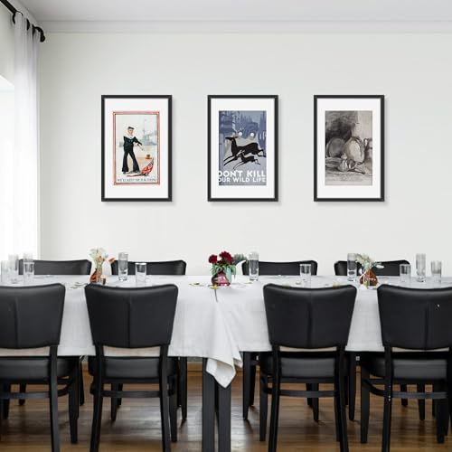 Picrit 14x22 Picture Frame 3 Pack, Black Poster Frame, Display Poster 11 x 17 with Mat or 14 x 22 without Mat for Horizontal or Vertical Wall Mounting