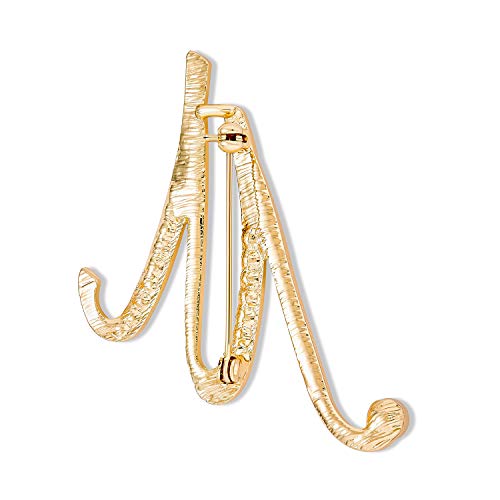 Image of Bling Jewelry Large Statement ABC Pave Crystal Cursive Script Monogram Letters Alphabet Initial Scarf Lapel Pin Brooch For Teen Women Rose, Yellow Gold Silver Plated